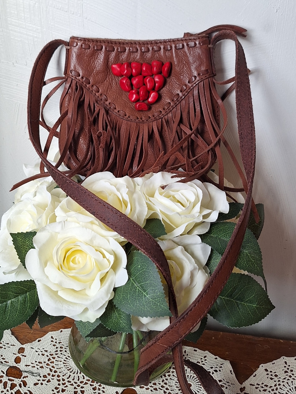 Lucky Cow Hide Leather Fringed Crossbody Bag Rn52002